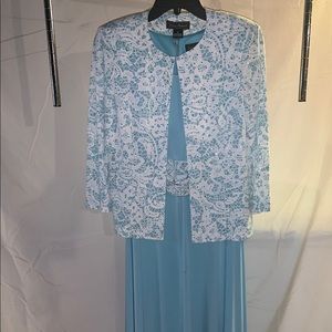 Turquoise gown with matching jacket